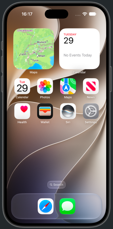 The iPhone home screen with Safari in the dock