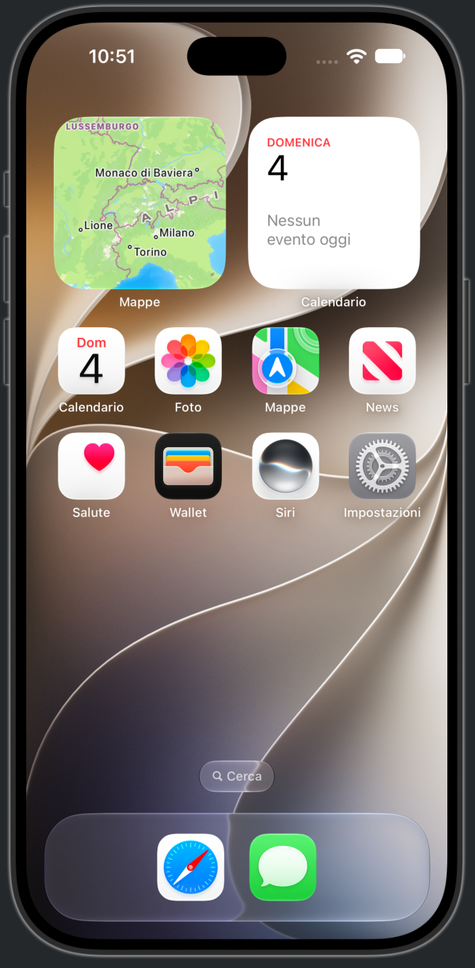 La schermata Home dell’iPhone con Safari nel Dock
