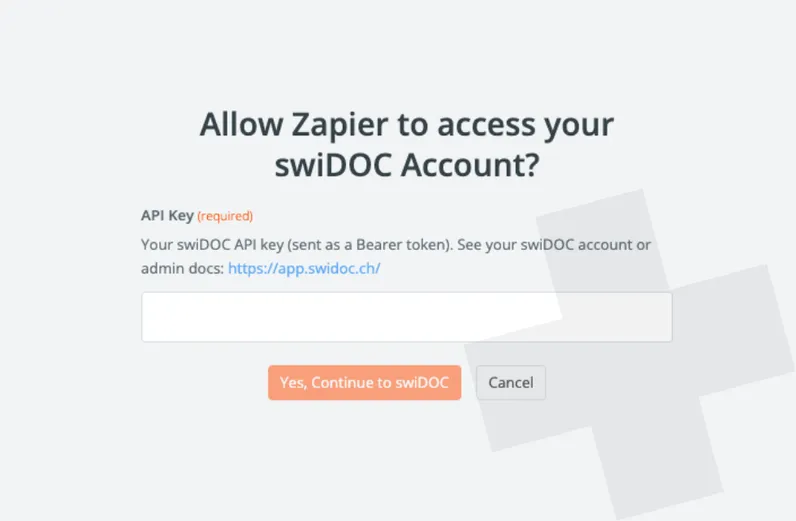 Screenshot: Zapier verbindet swiDOC
